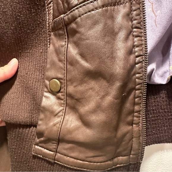 Anthropologie Idra Brown Bomber Leather Jacket Floral Lining Large - Picture 14 of 16